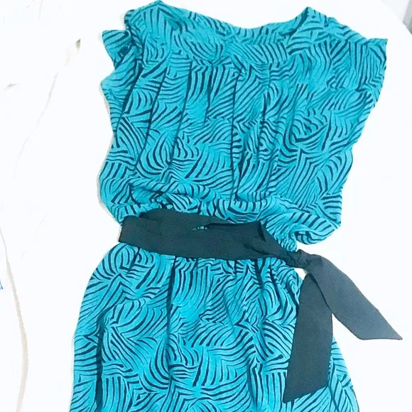 VTG “Blouson Style”Midi Dress Brush Stroke Pattern