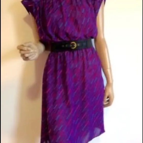 VTG “Blouson Style”Midi Dress Brush Stroke Pattern