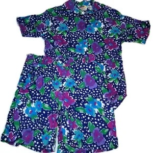 VTG short set granny core, shorts &amp; top, two piece set elastic waist 90's