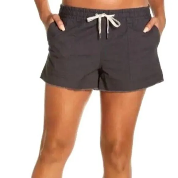 Vuori Vintage Ripstop Shorts  Charcoal Gray Raw Hem Drawstring sz XS