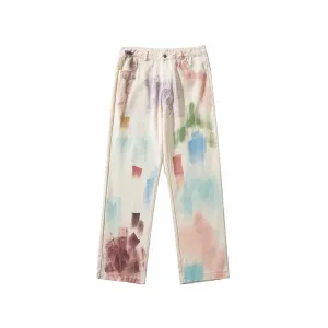 Watercolor Print Jeans