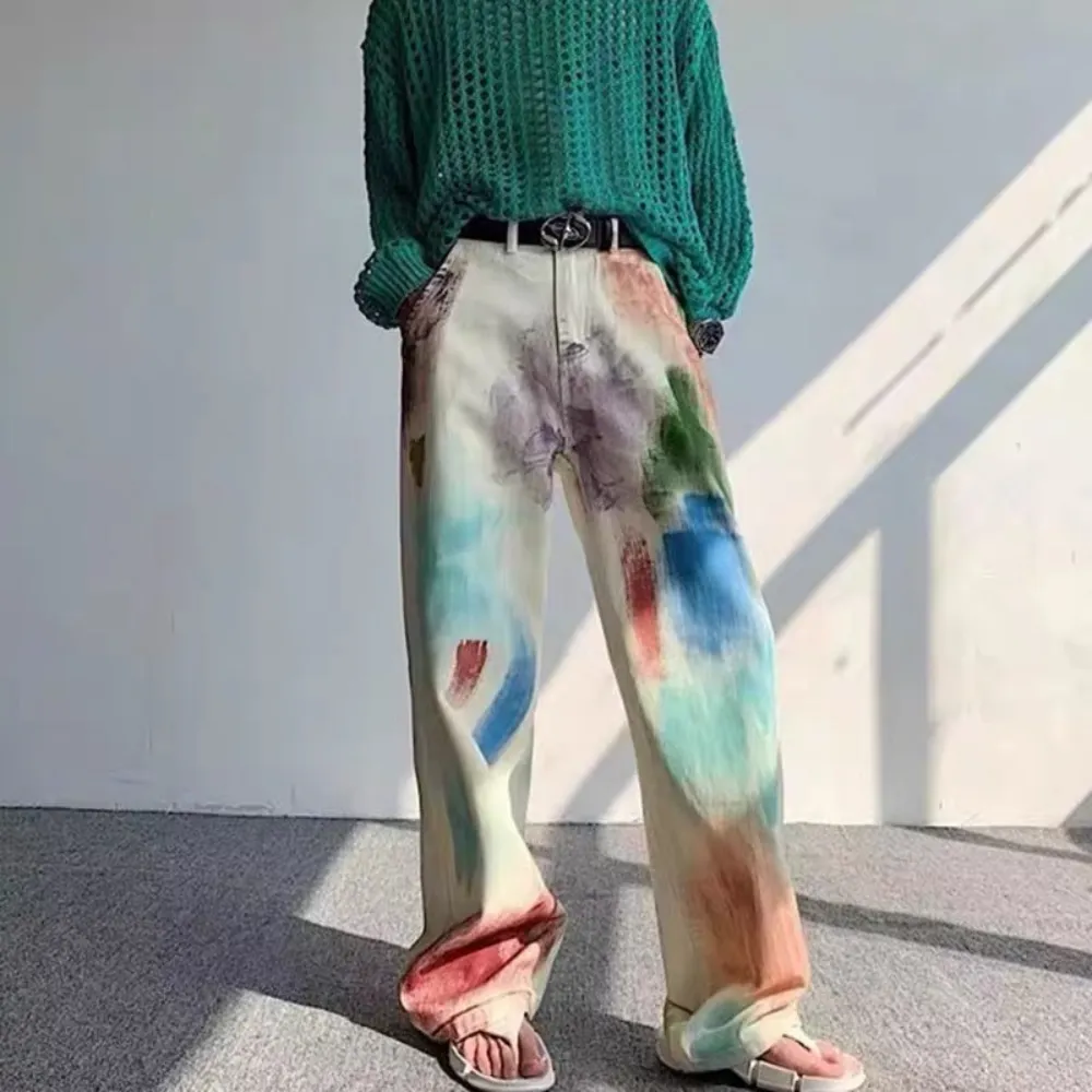 Watercolor Print Jeans