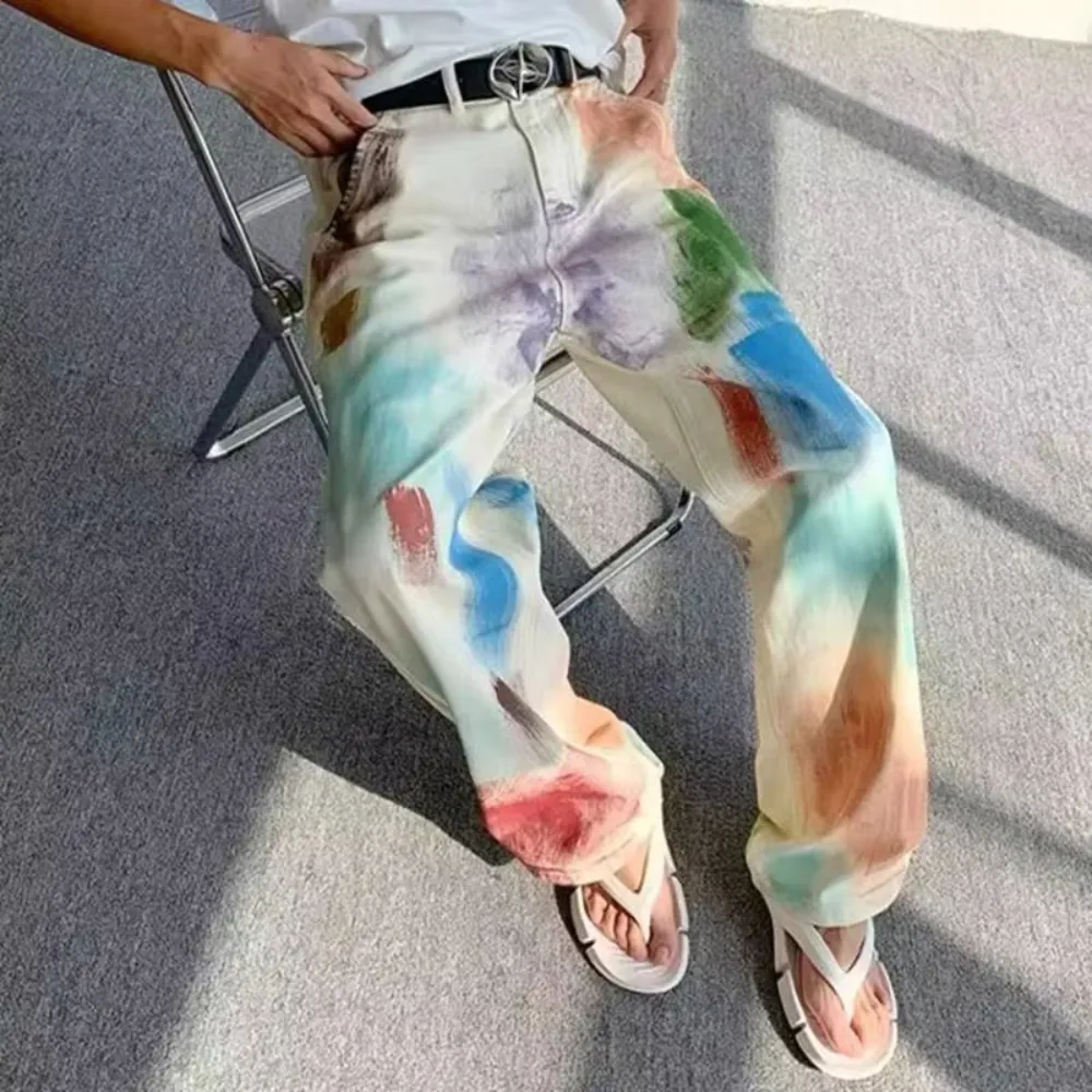 Watercolor Print Jeans