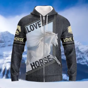 White Horse 3D Shirts Design, Love Horse - NTQ