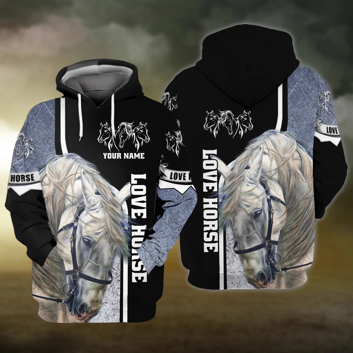White Horse 3D Shirts Design, Love Horse