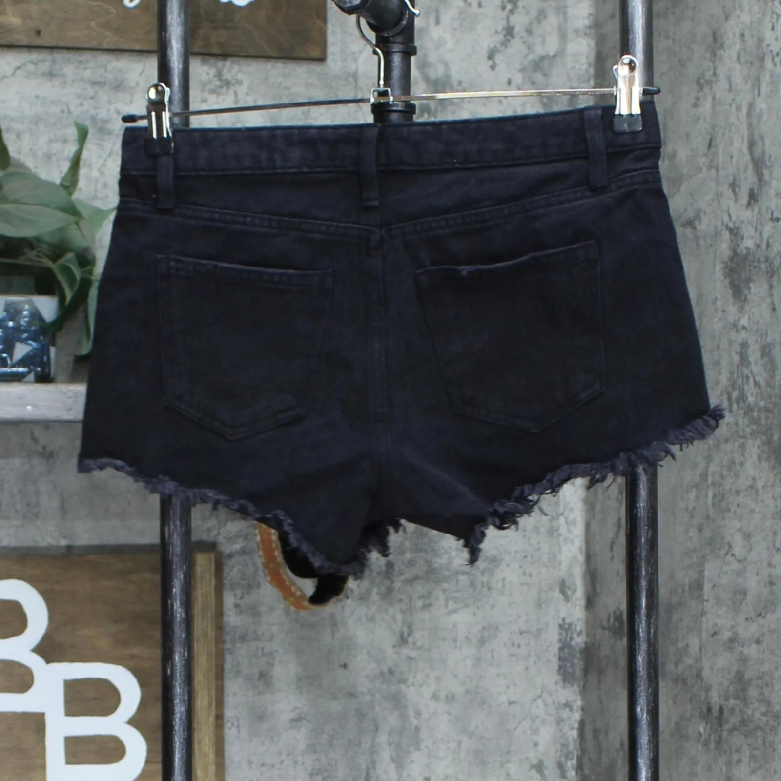 Wild Fable Womens Denim Distressed Low Rise Shorts Black 4