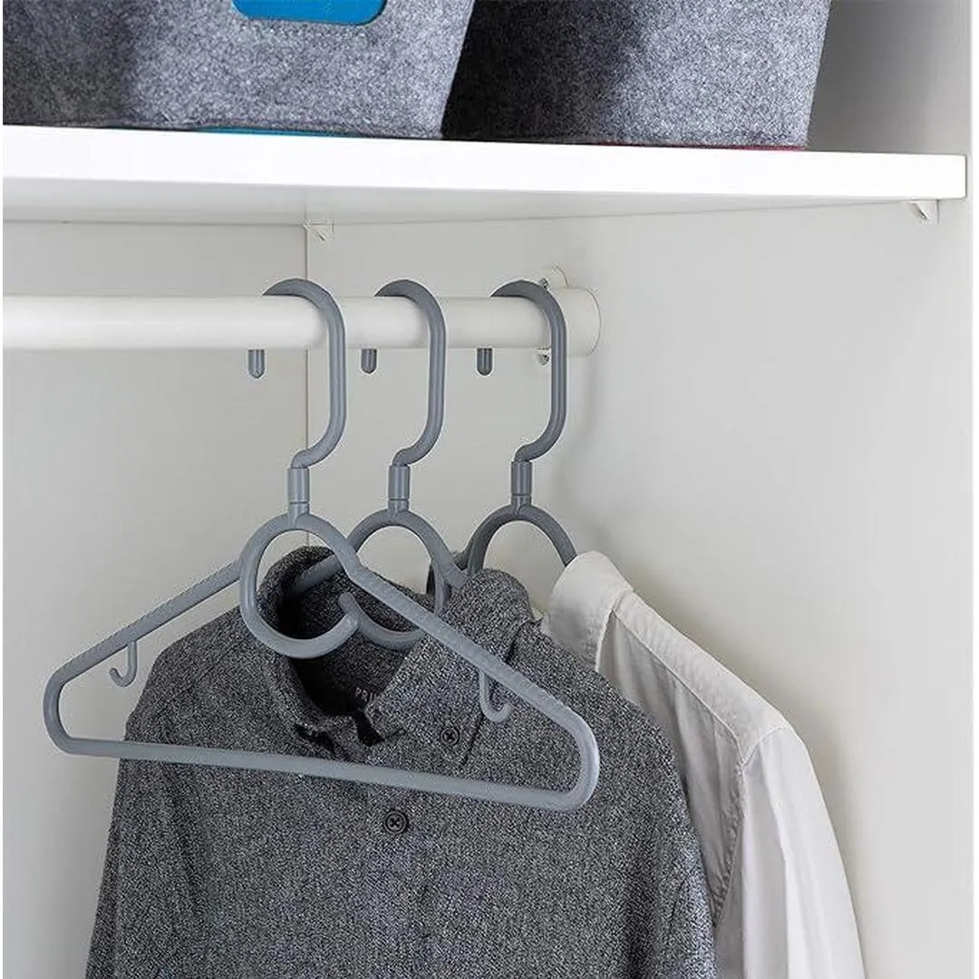 Woolite Swivel Neck Hanger with Accessory Hook | Pack of 5 - Grey