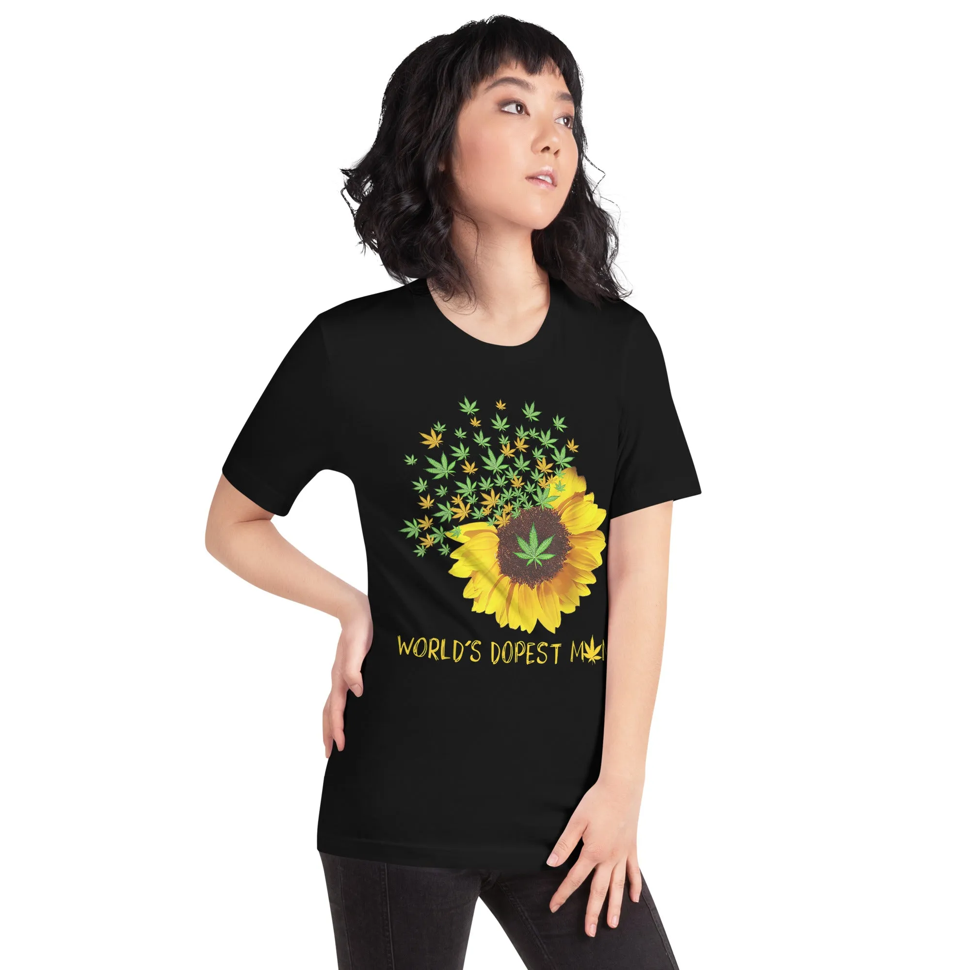 Worlds-Dopest-Mom-Sunflower-Weed-Unisex t-shirt