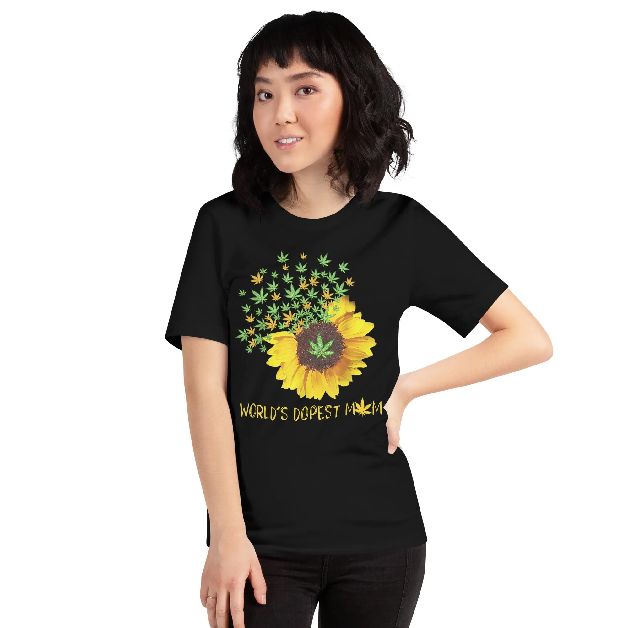 Worlds-Dopest-Mom-Sunflower-Weed-Unisex t-shirt