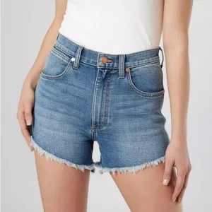 Wrangler Vintage-Inspired Frayed Cut-Off High Waist Denim Jean Shorts, Size 29