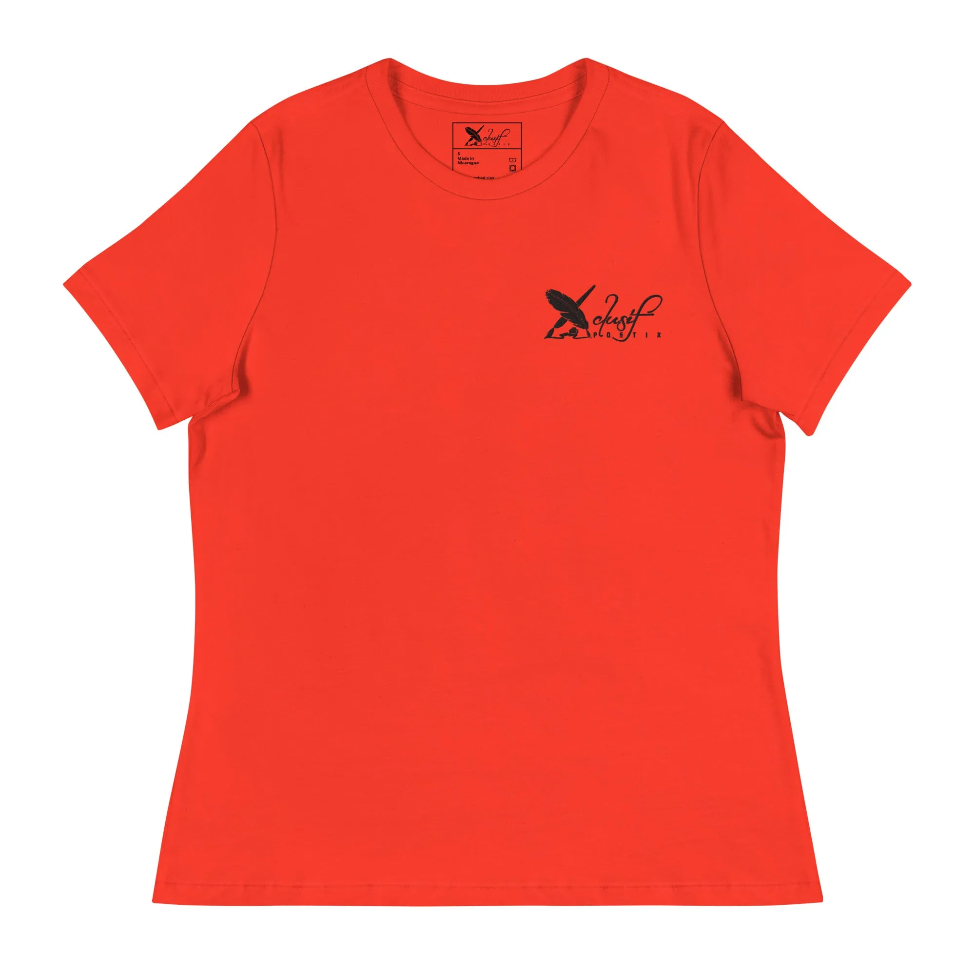 XCLUSIF POETIX BLACK LOGO Embroidery Women's Relaxed T-Shirt