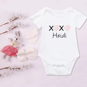 XoXo Smiling Hearts Personalised Name Kids T-shirt and Baby Vest