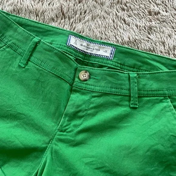 Y2K A&amp;F Green Low Rise Khaki Shorts