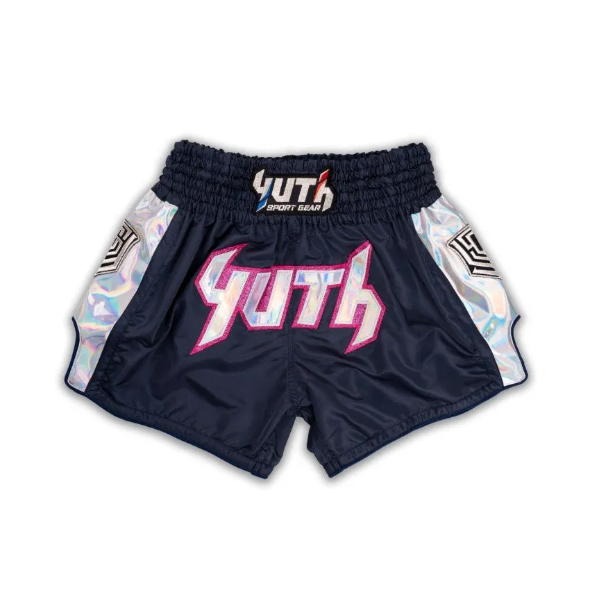 Yuth Hologram Black / Pink / Silver Muay Thai Shorts