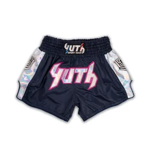 Yuth Hologram Black / Pink / Silver Muay Thai Shorts