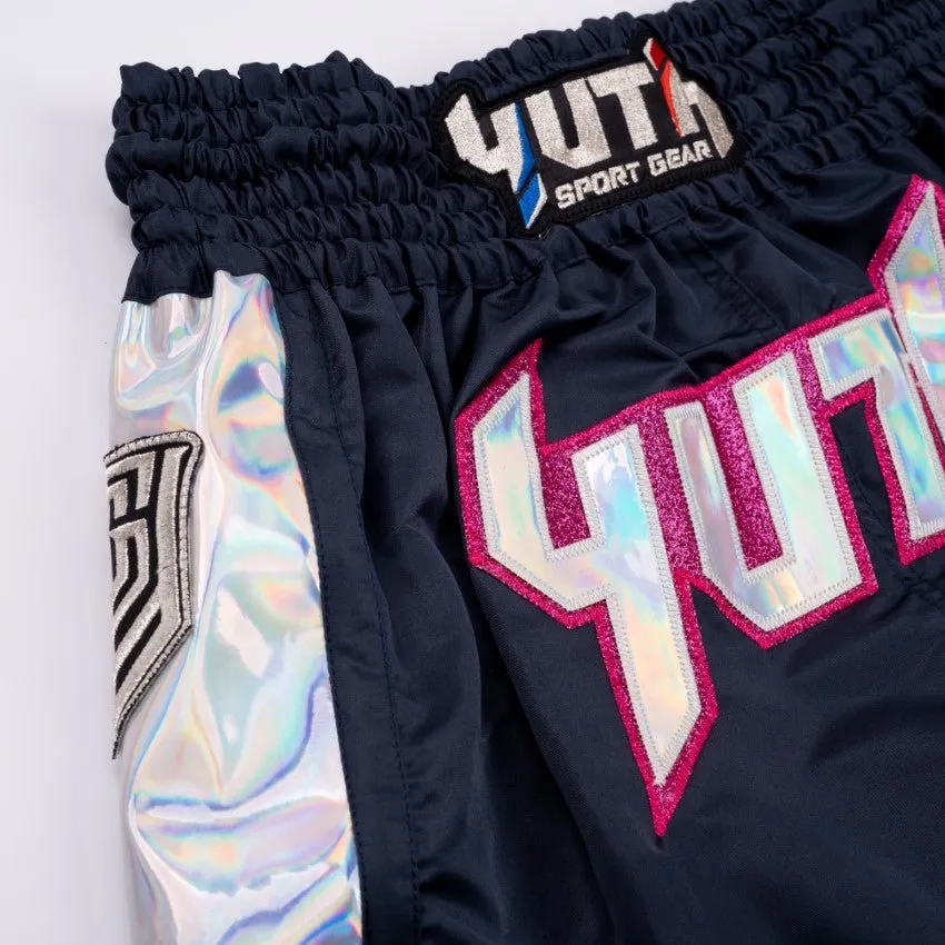 Yuth Hologram Black / Pink / Silver Muay Thai Shorts