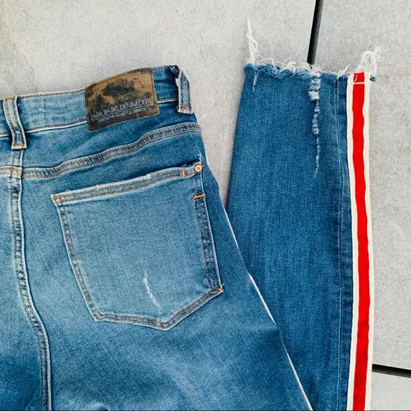 Zara Vintage Sports Side 3-Stripes Skinny Leggings Jeans